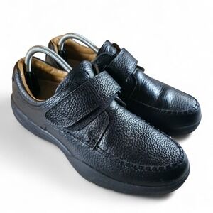 Dr. Comfort Shoes Mens Size 10 M Scott Black Leather Therapeutic Strap Loafers